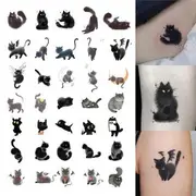 Pivoine - Black-Cat Waterproof Temporary Tattoo 35 PCS - Cat - One Size