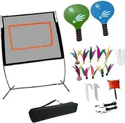 ａ aternee Badminton Net Set with Rackets and Stand, Men Women Convenient Portable Net with Carry Bag for Indoor Beach Training Parks