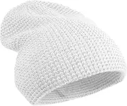 [Beavorty] High Visibility Reflective Beanie Insulated Knit Hat for Winter Outdoor Sports Glow The Dark Running Cap for Men Women Alerting Passersby for Running Fishing More White