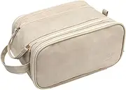 [Hwtcjx] Women's Cosmetic Bag, Large Make Up Bag, Travel Toiletry Bag Made of Waterproof Leather, Portable Toiletry Bag, Makeup Bag, Travel Makeup Bag, Cosmetic Bag with Handle and Brush Compartment