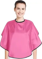 Advanced Short Makeup Cape, Comb-out Beard Shaving Bib, Mini Beauty Salon Styling Lightweight Hairdressing Shampoo Makeover Shawl for Makeup Artist Beautician Stylist (Pink)
