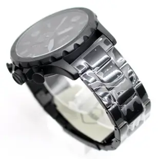 FOSSIL JR1401 手錶 50mm 鋼帶 大錶面 黑色錶盤 三眼 計時 男錶 女錶