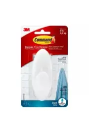Command Bath Large Towel Hook Hold 5LB Water Resist, 1 Hook 1 Large Strip 1 Pack