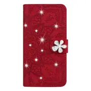 For Redmi Note 7 / Note 7 Pro Calf Pattern Diamond Mandala Double Folding Design Embossed Leather Case with Wallet & Holder & Card Slots(Red)