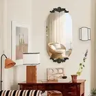 Oval Frameless Mirror Vintage Baroque Bathroom Mirror Horizontal Vertical Hang