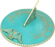 MEDIEVAL CRAFT Turquoise Brass Vintage Sundial for Yard Decorations Outdoor Garden Art Sundials for The Garden