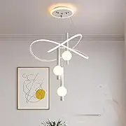 Nordic LED Ceiling Light 2700K-6500K Dimmable Ceiling Lamp with Remote Control Modern Lighting 100cm Hanging WireIron Aluminium Acrylic Kitchen Living Room Bedroom (White,cm)