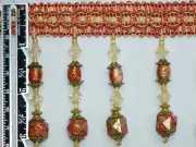 20 Yards 3" Exquisite Tassel Fringe Marble Bead Trim Coral Wholesale