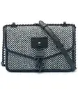 $198 DKNY Elissa Small Shoulder Bag Fabric Black White Chevron Striped Medium
