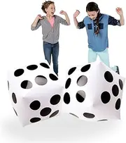 Novelty Place 13" Jumbo Inflatable Dice, Pack of 2, White and Black Giant Dice for Indoor and Outdoor Broad Game, Ludo and Pool Party