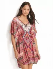 NWT $120 One Sz Seafolly Desert Tribe Swim Cover Flame Red