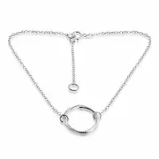 Azaggi 925 Sterling Silver Charm Anklet Open Circle Karma Ring Spiritual Jewelry