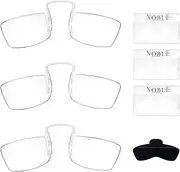 Noble Ultra Slim and Flat Reading Glasses Thin and Flexible Rimless (3 Pack) with 3 Wallet Mini Card Holder and 1 Silicone Stick On Portable Cell Phone Case for Men and Women (2.50-CLR)