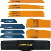 New! POWERTEC 14401 Reciprocating Saw Blades 32-Piece Set and Organizer Pouch