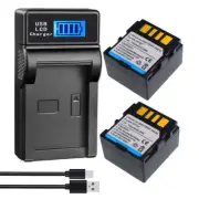 2Pack Battery + LCD USB Charger for JVC BN-VF707 GR-D650U GR-D650US GR-D640US