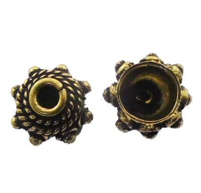 30 PCS 10MM SOLID BRASS BALI BEAD CAP ANTIQUE BRASS 257