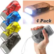 4 Pack Hand Crank Flashlight 3 LED Flashlight Powerful Emergency Safety Tool USA