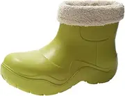 [PiurUf] Rain Boots Rain Boots Non-Slip Thick Bottom Ankle Waterproof Women Boots Arrivals Flat Ladies Rain Shoes Casual Platform Fashion Boots Rain Boots Womens (Color : 36, Size : Khaki)