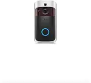 Smart Video Doorbell with WiFi Camera, HD Night Vision, Two-Way Audio, Black/Silver (Camera Wifi Voice Call Intercom video for Phone Home Security)