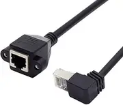 RJ45 Cable,8P8C FTP STP UTP Cat6 Male to Female LAN Ethernet Network Extension Cable 90 Degree Down Angled with Panel Mount Holes