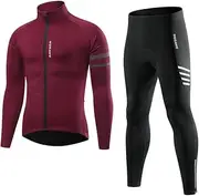 [WOSAWE] Men's Winter Cycling Jackets Warm Fleece Thermal 3D Padded Bike Pants Reflective Bicycle Clothing Sets