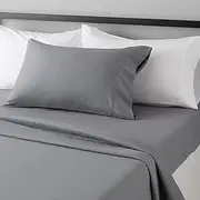Amazon Basics Lightweight Super Soft Easy Care Microfiber Bed Sheet Set with 36-cm Deep Pockets - Single, Dark Gray