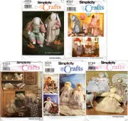 CHOICE: UNCUT 1990s Simplicity Crafts Patterns Dolls, Pillows + Appliques