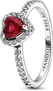 [PANDORA] 198421C02 Women's Ring Raised Heart Red