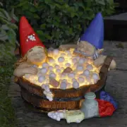 Solar Good Times Bubble Bath Gnomes, Funny Garden Gnome Couple in Bathtub LED So