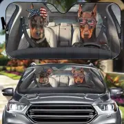 Doberman Car Sunshade, Funny Dog Auto Sunshade, Pet Love Car Windshield, Pr