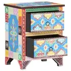 Hand Painted Bedside Cabinet Side Table Nightstand Solid Wood Mango vidaXL