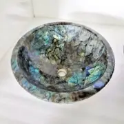 Random Marble Round Handmade Labradorite Real Stone Inlay Designer Washbasin Dec