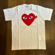 COMME DES GARCONS Play Red Double Heart Patch T-shirt tee size M
