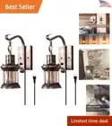 Wall Light: 2-in-1 Oil Rubbed Bronze Sconce - Industrial Glass Shade - Retro