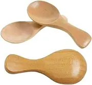 Aysekone Mini Wooden Spoons 3 Pack Small Measuring Scoops for Precise Portioning Sugar Salt Tea Spices