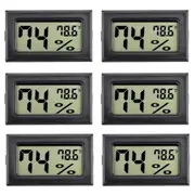 6Pack Mini Hygrometer Indoor Humidity Meter Hygrometer Digital Thermometers Humidity with () for Greenhouse, Garden Black