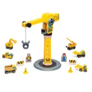 BigJigs - Big Construction Crane - Wooden Railway Toy Train Accessory (BJT200)