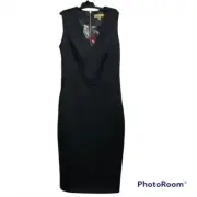 Ted Baker London black sleeveless TToman detail neoprene dress US Size 2