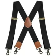 Vintage Suspenders for Men 3.5cm Wide X-black 4 Bronze Hook Clips Heavy Duty Big