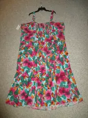 NWT Women's Plus Terra & Sky MultiColor Sun Dress 4X Stretch Back&Straps 28W-30W