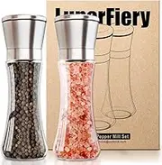 Salt and Pepper Grinder Set, Adjustable Coarseness Coarse & Fine Salt Shakers, Premium Ceramic Glass Body Salt and Pepper Mills [Without Spice Content]