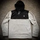 $129 SPYDER HOODIE quarter zip sweatshirt BLACK & OFF-WHITE Fleece Lined MEN MED