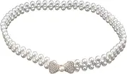 [LIFKOME] 1PC Fashion Elastic Waist Belt for Women Rhinestone Pearl Waistband Accessory for Dresses Delicate Slender Chain Design present for Ladies Bow Style