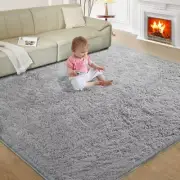 Ultra Soft Rug for Living Room, 9X12 Fluffy Shag Area Rug 9X12 Feet Light Grey