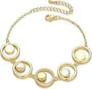 [EBCJIAMS] 14K Gold Plated Charm Cuff Adjustable Bangles Bracelets Fashion Female Models Super Flash Jewelry for Women Girls Bracelets and Bangles