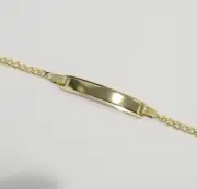 Real 10K Yellow Gold 2.5 mm 5" Inch Cuban Curb Chain Child Kid Baby ID Bracelet