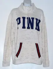 Victoria's Secret Pink Quarter-Zip Marl Mock Neck Pullover Heather Luna M NWT