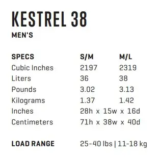【Osprey】出清特價 KESTREL 38 黑 M/L【38L】小鷹級 輕量健行背包 3D立體網背 登山杖扣自助旅行