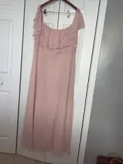 New NWT Ever Pretty Womens Long Dress Plus 6XL Soft Pink Sheer Cap Sleeve