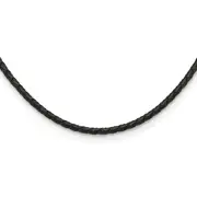 Stainless Steel Chisel 4mm Genuine Leather Weave 20 Inch Necklace